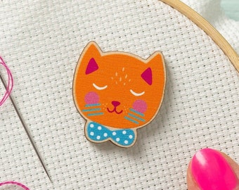 Cat Magnetic Needle Minder - Cute Needle Minder - Cat Lover - Gifts for Stitchers - Embroidery Tools - Embroidery Gifts - Cross Stitch Gift