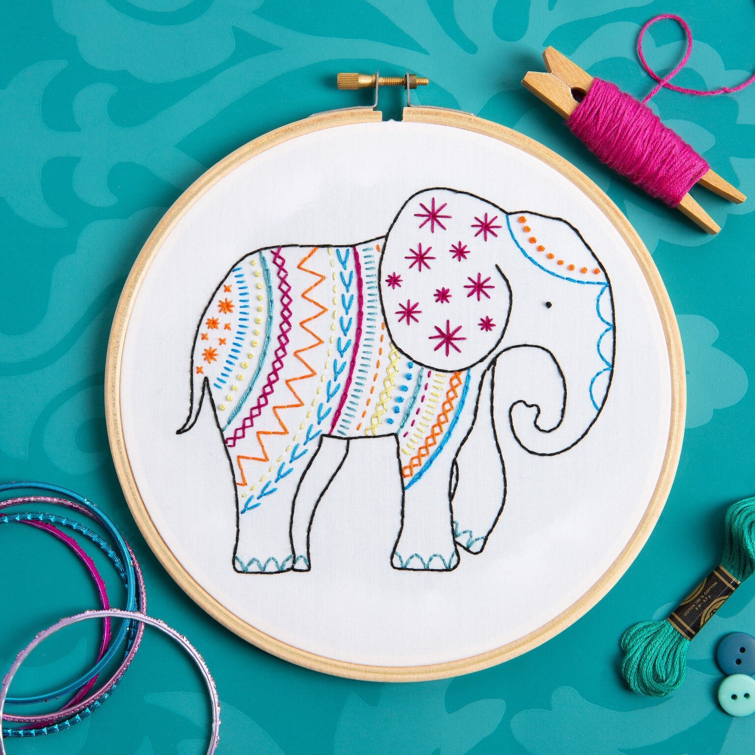 ABEUTY Kreuzstich Set – Indischer Aquarell-Elefant Auf 14 CT Stoff, Gestempelt Oder Ungestempelt (Anfänger & Fortgeschrittene)