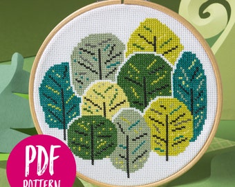 Summer Trees Cross Stitch PDF Pattern - Instant Digital Download