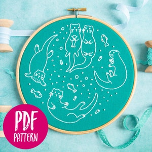 Awesome Otters PDF Embroidery Pattern - Instant Download