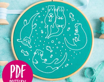 Awesome Otters PDF Embroidery Pattern - Instant Digital Download