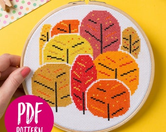 Autumn Trees Cross Stitch PDF Pattern - Instant Digital Download