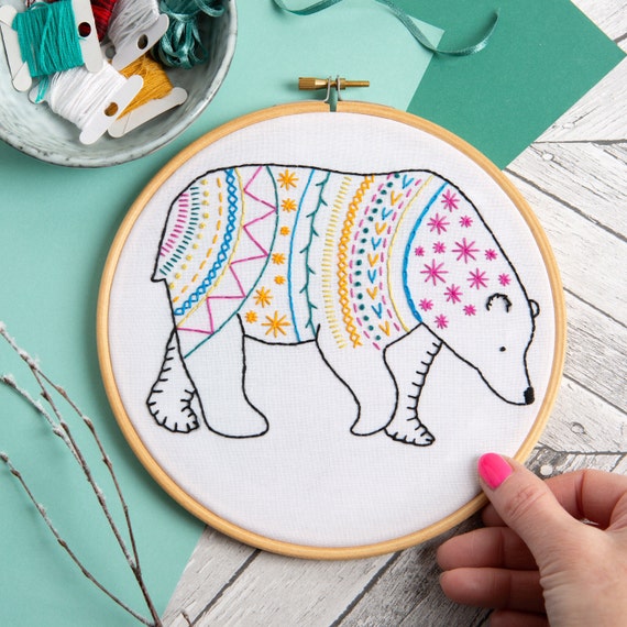 Bear Embroidery Kit Embroidery Kit for Beginners Etsy