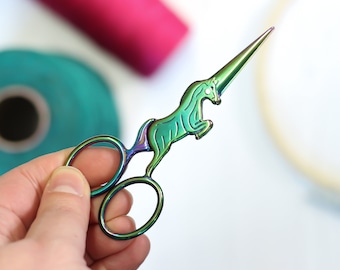 Rainbow Unicorn Embroidery Scissors : Small Craft Tool