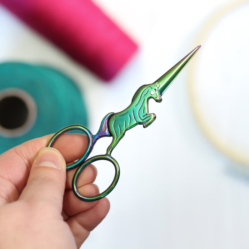 Rainbow Unicorn Embroidery Scissors Small Embroidery Scissors Sewing Scissors Sharp Scissors Cute Scissors Sewing Kit image 1