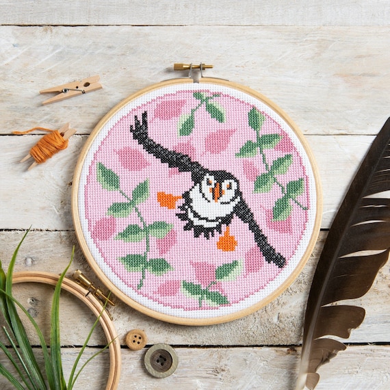 Puffin Cross Stitch Kit Cross Stitch for Beginners Bird Cross Stitch Kit  Easy Cross Stitch Pattern Beginners Cross Stitch Kit 