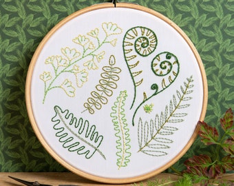 Forest Ferns Embroidery Kit - Embroidery Kit for Beginners - Botanical Embroidery Kit - Hand Embroidery Kit - Embroidery Craft Kit - Ferns