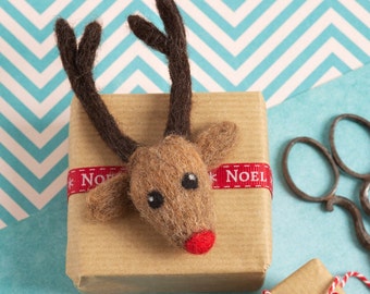 Rudolph the Reindeer Brooch Needle Felting Kit - Mini Needle Felting Kit - Needle Felted Rudolph - Needle Felted Christmas Decorations