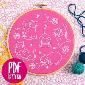 Crafty Cats PDF Embroidery Pattern - Instant Download