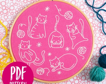 Crafty Cats PDF Embroidery Pattern - Instant Download