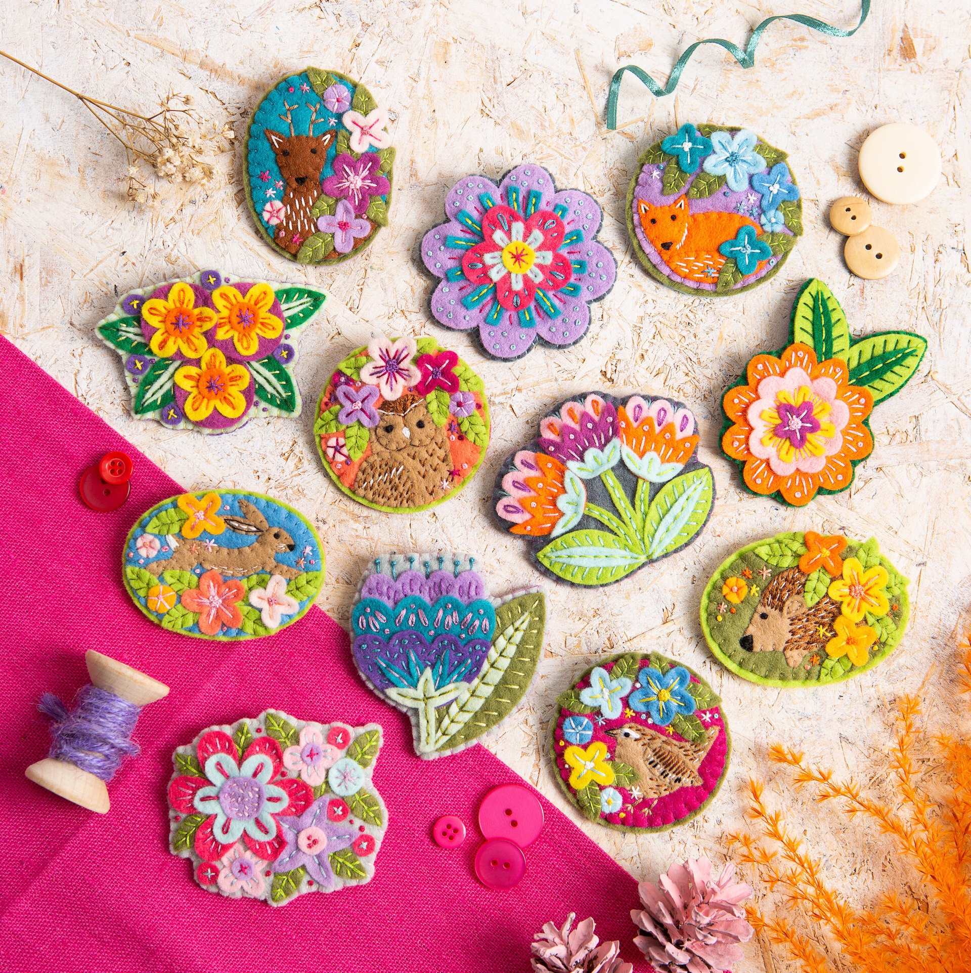 Gertrude Flower Brooch Felt Craft Kit - DIY Craft Set for