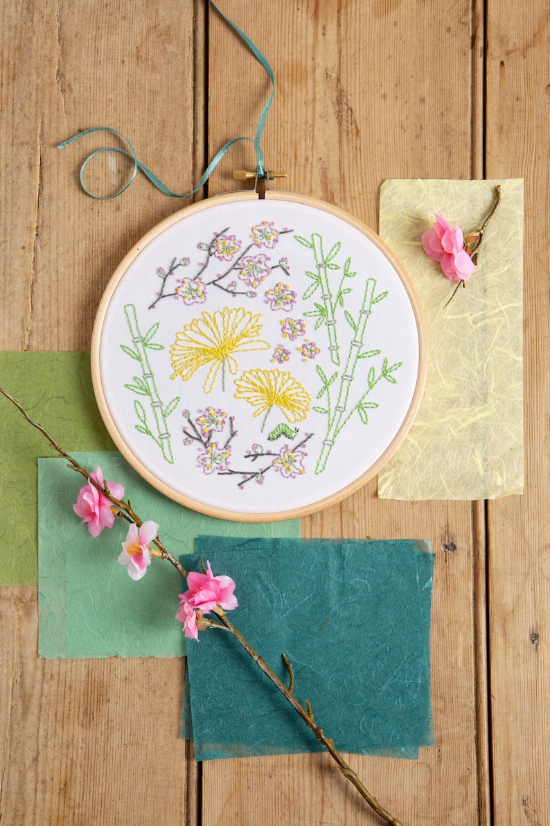 Instant Download Japanese Garden PDF Embroidery Pattern