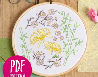 Japanese Garden PDF Embroidery Pattern - Instant Download