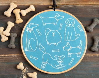 Dandy Dogs Embroidery Kit - Embroidery Kit for Beginners - Embroidery Craft Kit - Dog Embroidery Pattern - Simple Embroidery Kit