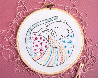 Dormouse Embroidery Kit - Hand Embroidery Kit - Animal Embroidery Pattern - Embroidery Hoop Kit - Easy Embroidery Kit - Embroidery Craft Kit