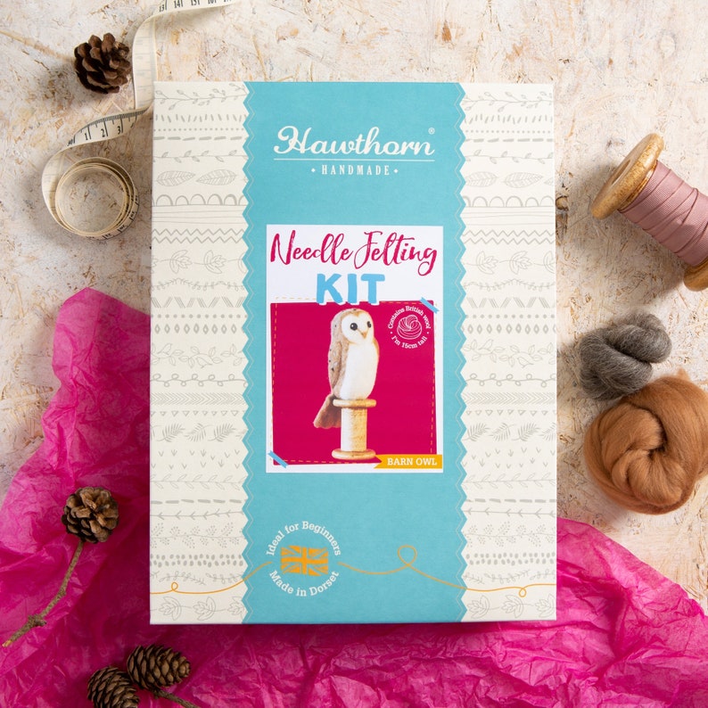 Barn Owl Needle Felting Kit Beginner Needle Felting Kit Easy Felting Kit Needle Felted Owl Kit Felted Barn Owl Simple Craft Kit image 7