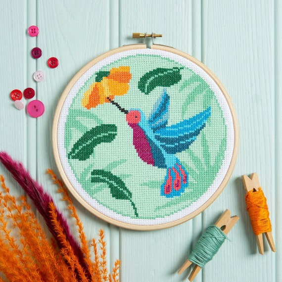 Hummingbird Cross Stitch Kit Cross Stitch for Beginners Bird Cross Stitch  Kit Easy Cross Stitch Pattern Beginners Cross Stitch Kit 