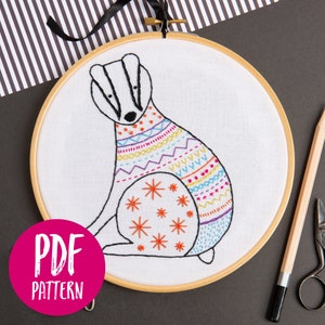 Badger PDF Embroidery Pattern - Instant Download