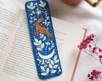 Hare Bookmark Felt Craft Embroidery Kit : DIY Romantasy Craft Set for Beginners with Wool Felt