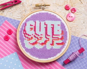 Cute Mini Cross Stitch Kit - Cross Stitch for Beginners - Word Cross Stitch Kit - Simple Cross Stitch Pattern - Cross Stitch Miniature