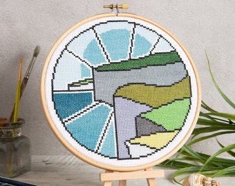 Cliff Top Walk Cross Stitch Kit - Cross Stitch for Beginners - Landscape Cross Stitch Kit - Simple Cross Stitch - Beginner Cross Stitch