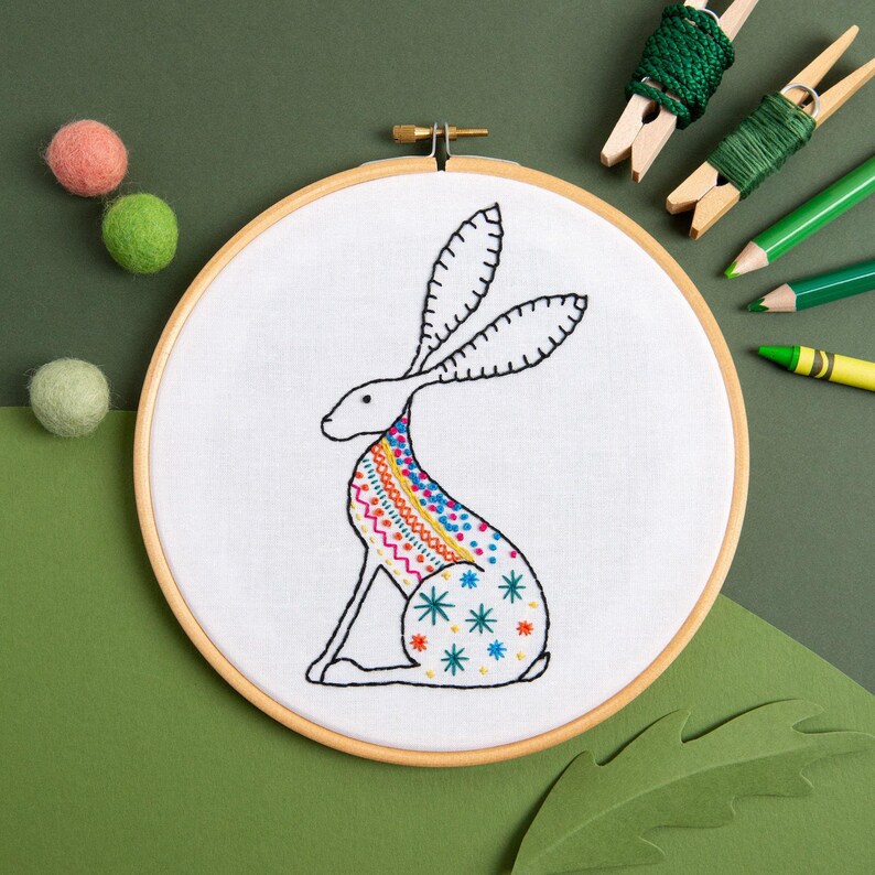 Hase Stickdatei : Anfänger 7 "/ 18 cm DIY Stitching Craft Set Bild 1