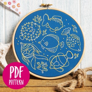 Fancy Fishes PDF Embroidery Pattern - Instant Download
