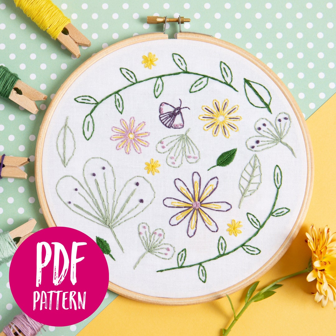 Wildflower Meadow Floral PDF Embroidery Pattern - Instant Digital ...