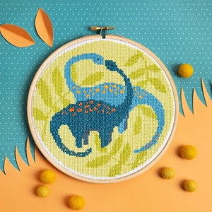 Diplodocus Cross Stitch Kit - Cross Stitch for Beginners - Dinosaur Cross Stitch Kit - Nursery Dino Art - Cross Stitch Dinosaur