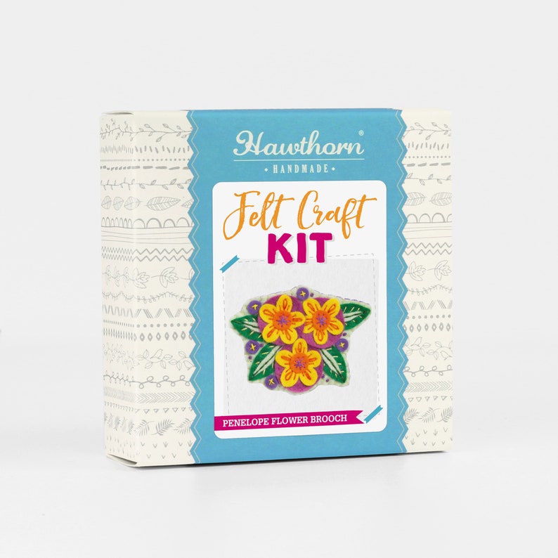 Marianne Flower Felt Craft Kit Brooch Craft Kit Craft Kit for Beginners Floral Felt Craft Kit Easy Sewing Kit Applique Craft Kit image 2