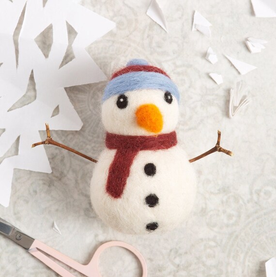 Snowman Needle Felting Kit Mini Needle Felting Kit Felting Etsy