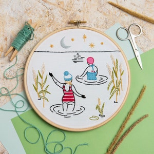 Wild Swimming Embroidery Kit - Swim Embroidery Kit - Beginner Embroidery Kit - Embroidery Kit for Beginners - Feminist Embroidery