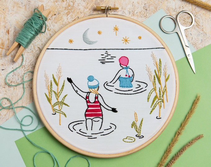 Wild Swimming Embroidery Kit - Swim Embroidery Kit - Beginner Embroidery Kit - Embroidery Kit for Beginners - Feminist Embroidery