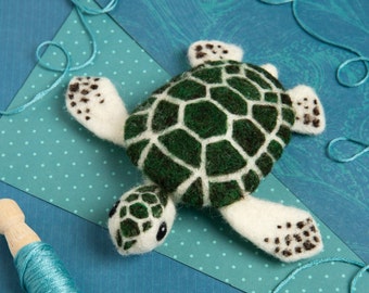 Baby Sea Turtle Needle Felting Kit - Mini Needle Felting Kit - Needle Felted Hatchling - Easy Needle Felting Kit - Needle Felted Sea Turtle