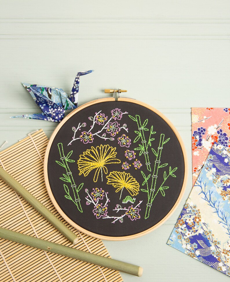 Instant Download Japanese Garden PDF Embroidery Pattern