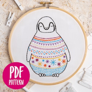 Baby Penguin PDF Embroidery Pattern - Instant Download