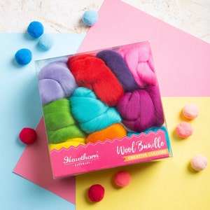 Brights Wool Bundle for Weaving - Weaving Yarn - Weaving Supplies - Wool for Weaving - Wool Tops - Chunky Weaving Yarn - Dyed Wool Tops