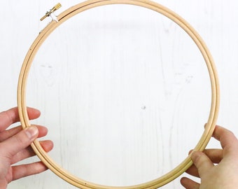 Wooden Embroidery Hoop 9&quot;  - 23cm Large Embroidery Ring - Solid Wooden Hoop - Brass Screw - Cross Stitch Frame