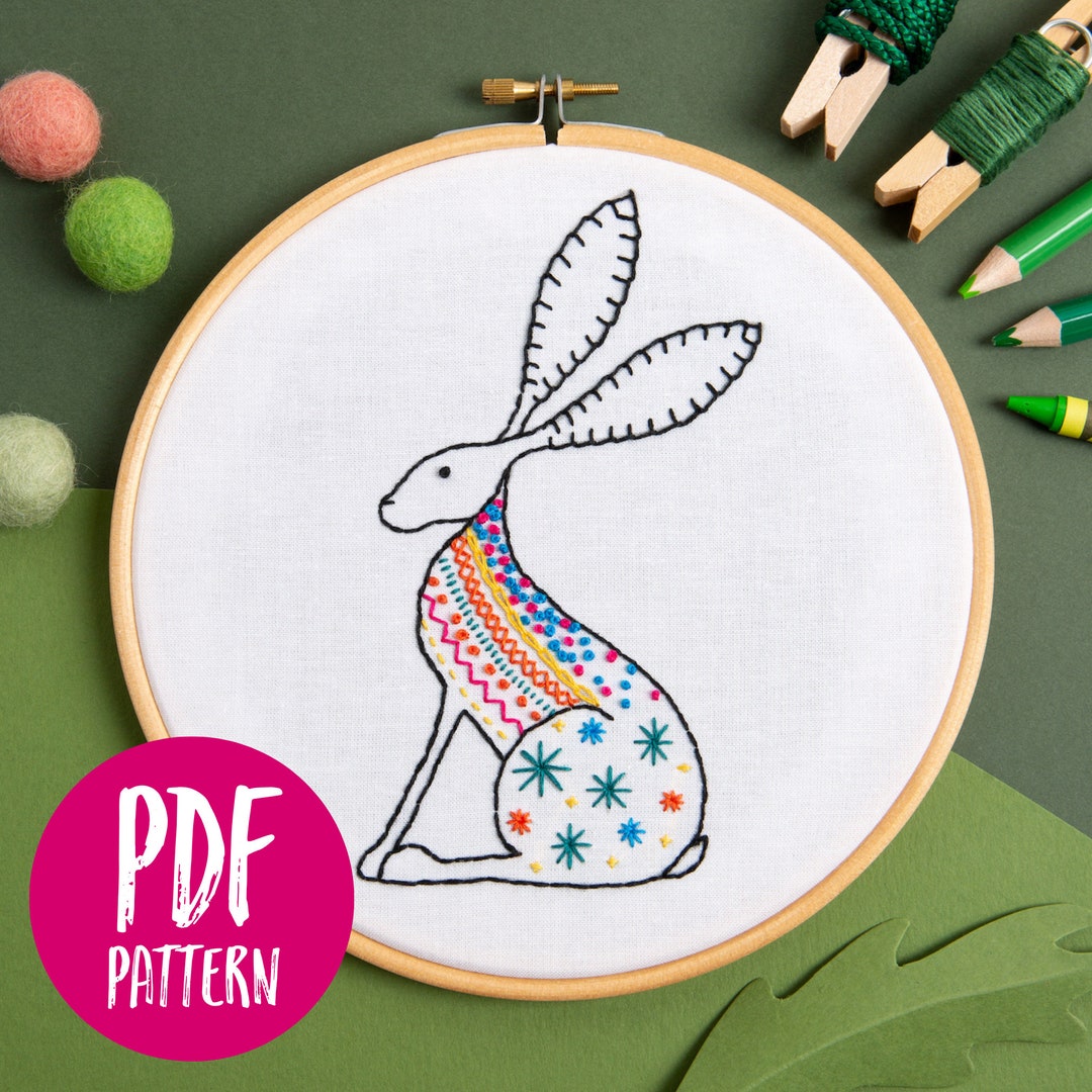 Hare PDF Embroidery Pattern - Instant Digital Download - Etsy