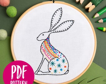 Hare PDF Embroidery Pattern - Instant Digital Download