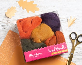 Autumn Wool Bundle for Weaving - Weaving Yarn - Weaving Supplies - Wool for Weaving - Wool Tops - Chunky Weaving Yarn - Dyed Wool Tops