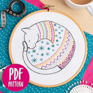 Cat PDF Embroidery Pattern - Instant Download