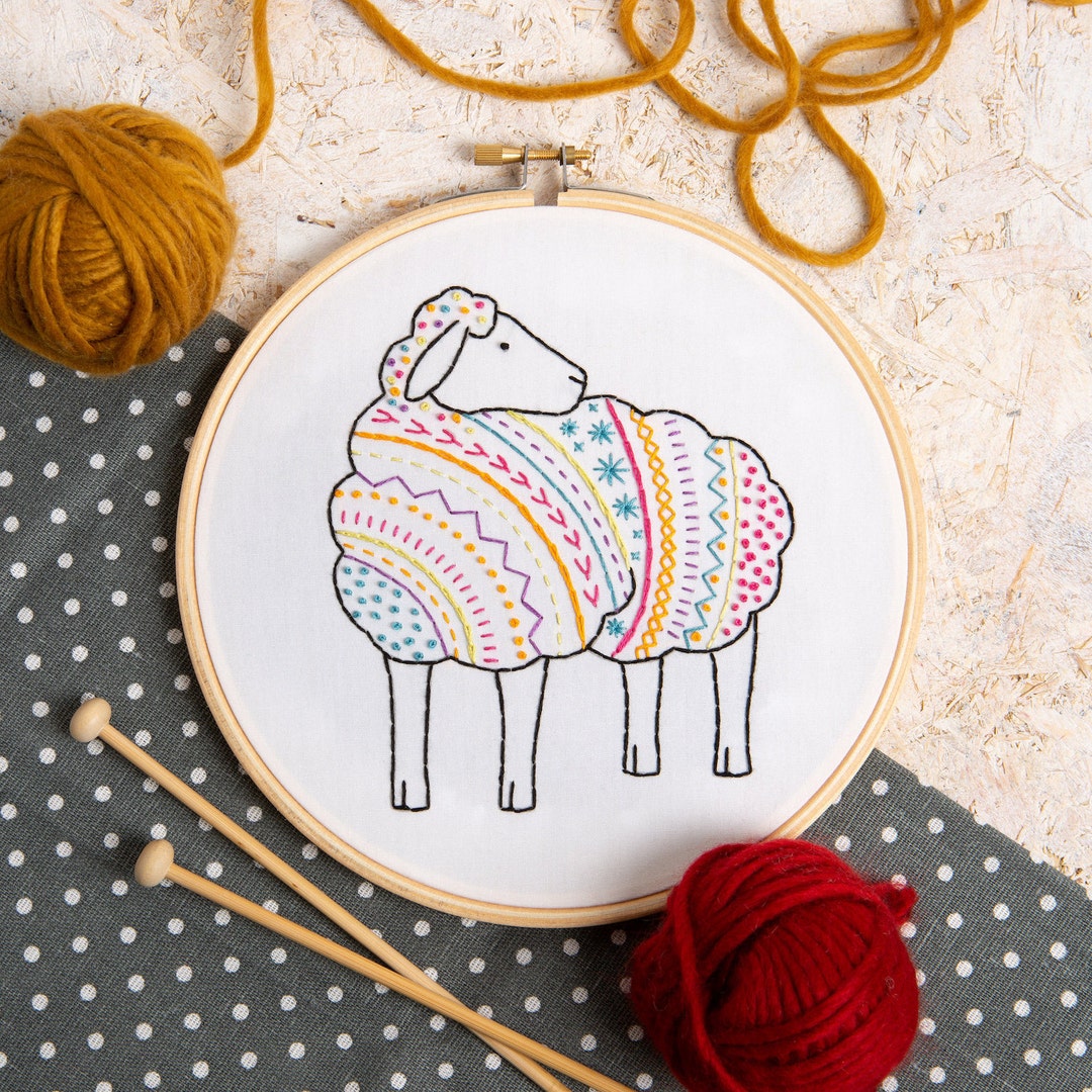 Sheep Embroidery Kit Beginner Embroidery Kit Nursery Embroidery Kit