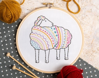 Sheep Embroidery Kit - Beginner Embroidery Kit - Nursery Embroidery Kit - Easy Embroidery Pattern - Embroidery Hoop Kit - Learn Embroidery