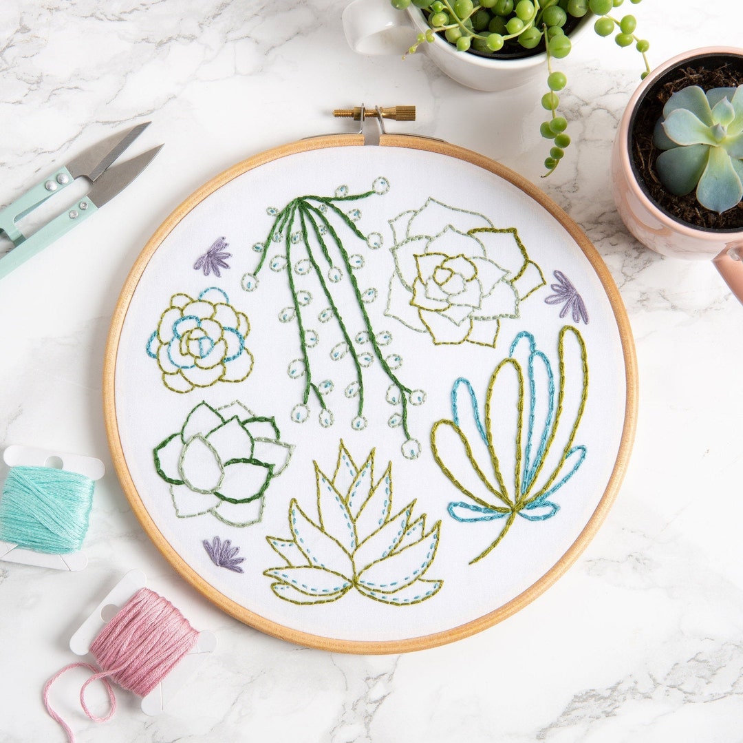 Succulents Embroidery Kit Embroidery for Beginners Etsy UK