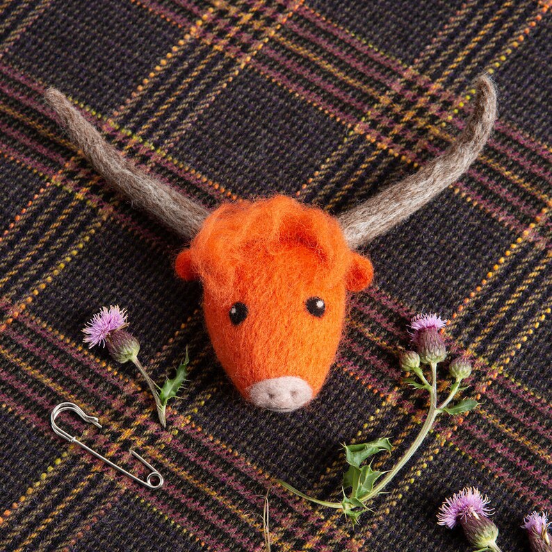 Highland Cow Brooch Needle Felting Kit Craft Kit for Etsy