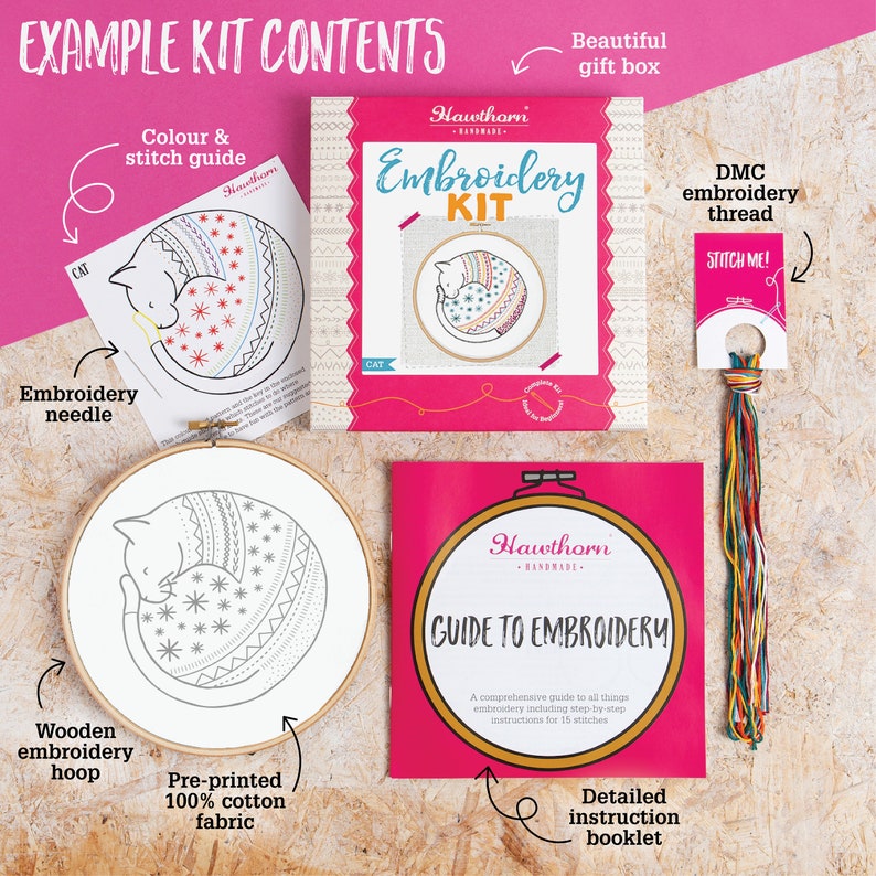 Bear Embroidery Kit Embroidery Kit for Beginners Embroidery Sampler Kit Easy Embroidery Kit Embroidered Bear Pattern Hoop Kit image 3