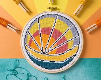 Sunset Beach Cross Stitch Kit - Cross Stitch for Beginners - Landscape Cross Stitch Kit - Simple Cross Stitch - Beginner Cross Stitch