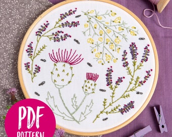 Highland Heathers Botanical PDF Embroidery Pattern - Instant Digital Download