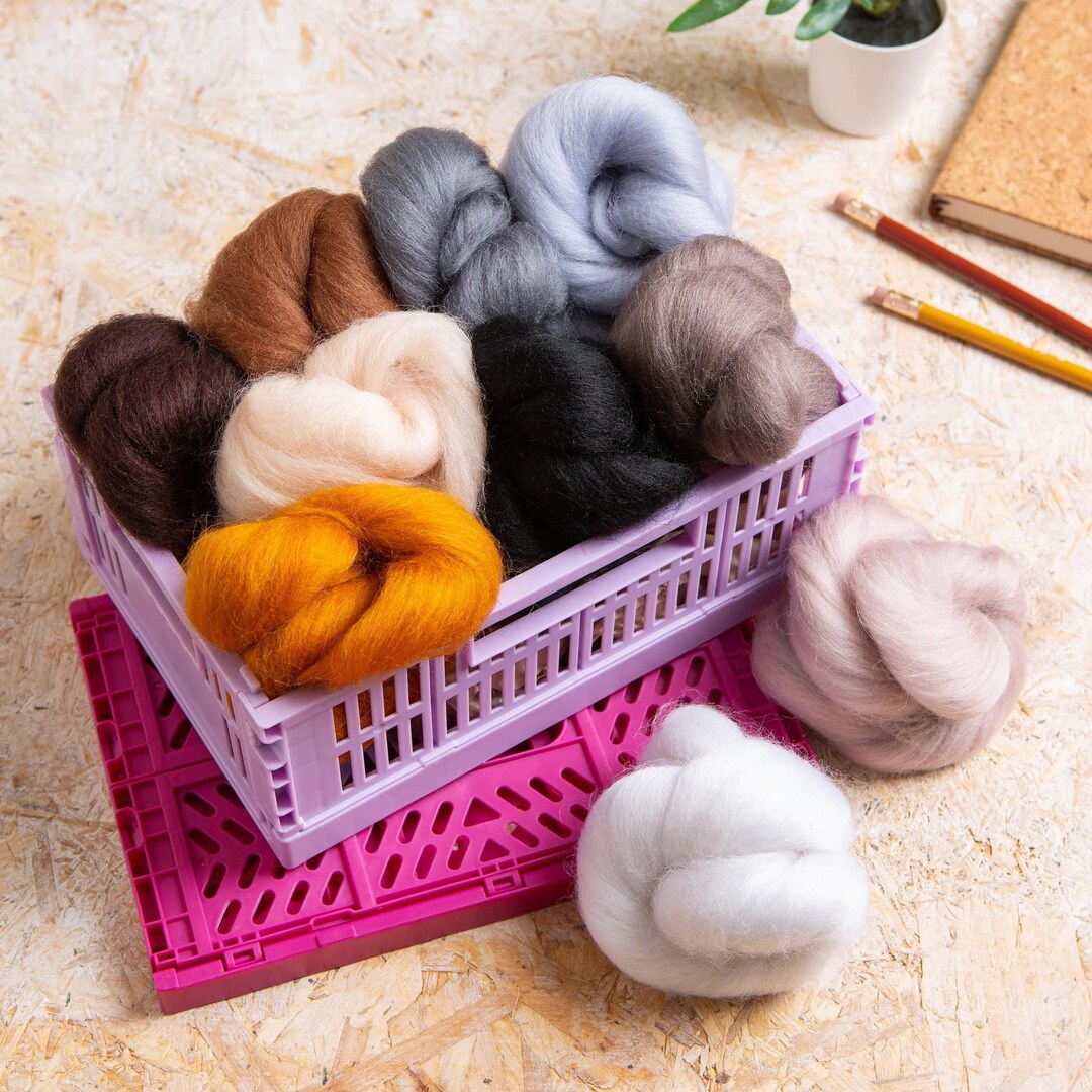 Animals Wool Bundle for Needle Felting : Merino Wool Roving / Tops for ...
